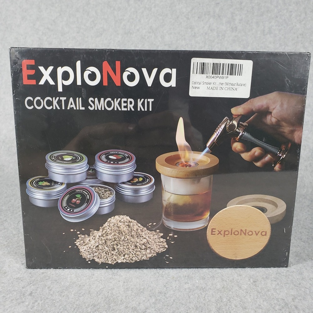 ExploNova Cocktail Smoker Kit with Torch Wood Chips Professional Bar Infuser Set